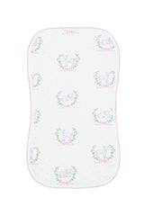 Pink Lamb Print Burp Cloth
