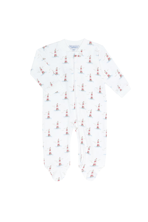 Lighthouse Print Zipper Footie