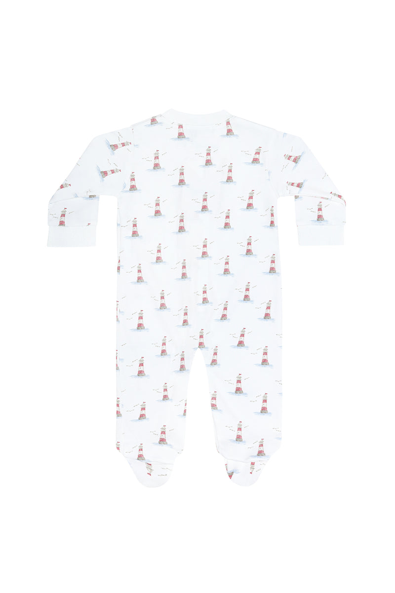 Lighthouse Print Zipper Footie