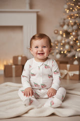 Red Merry Sleighs Zipper Footie