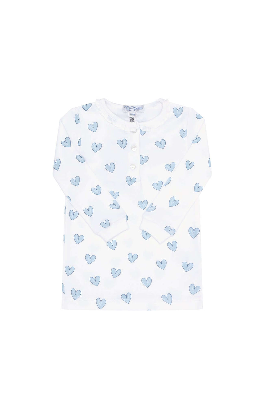 Nellapima-Heart-Print-Pajama-Blue-Top