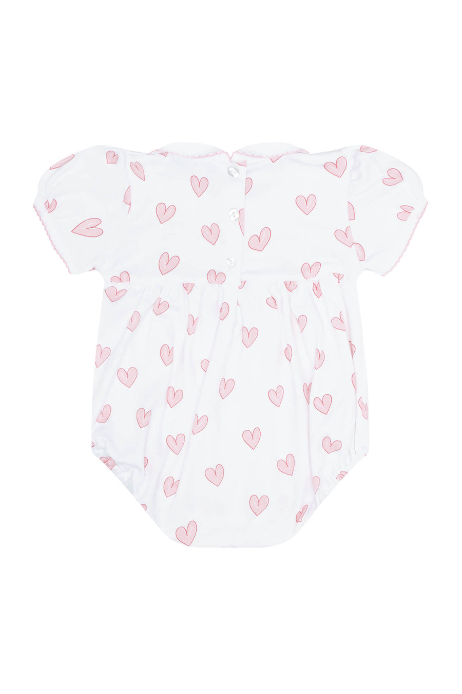 Nellapima Heart Print Smocked Bubble Pink Back