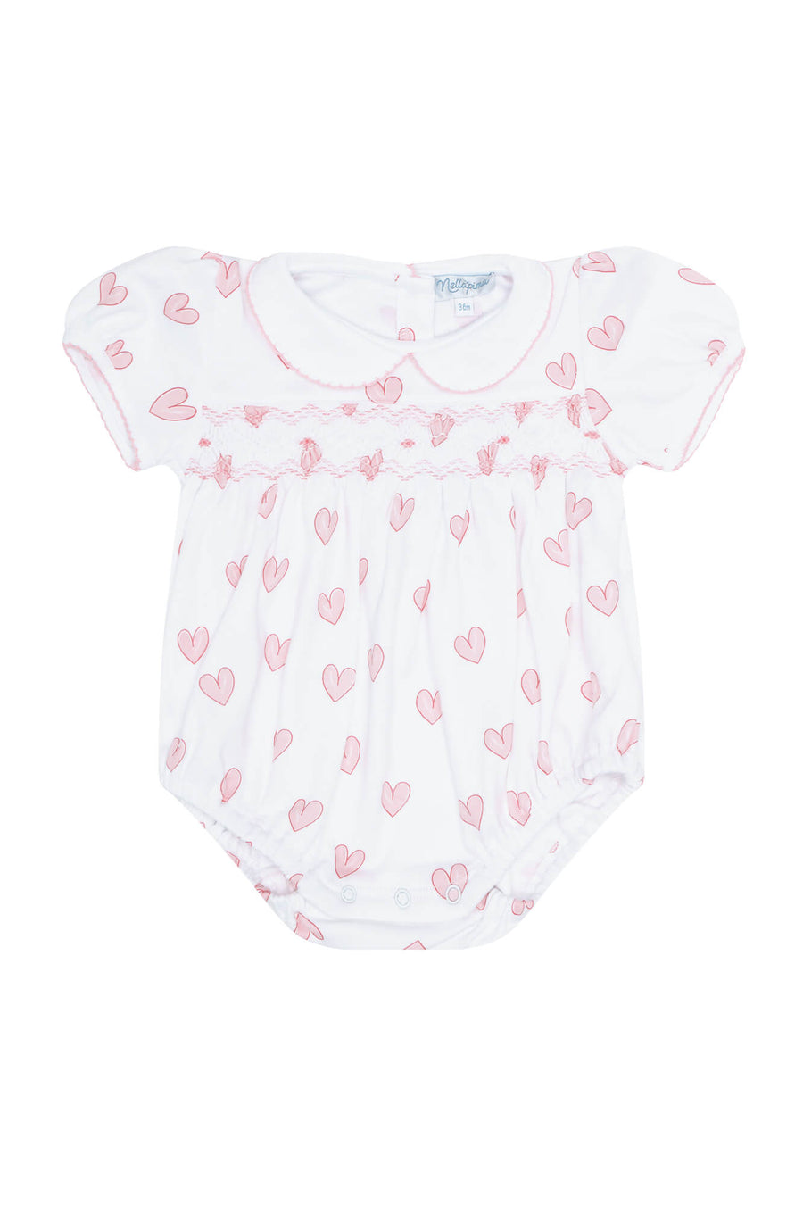 Nellapima Heart Print Smocked Bubble Pink Front