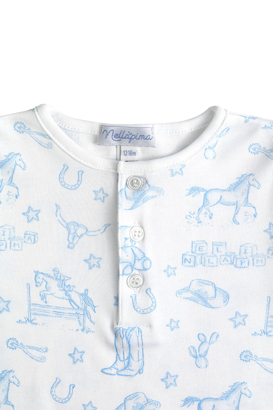 Nellapima Lone Star Toile Pajamas Blue Detail