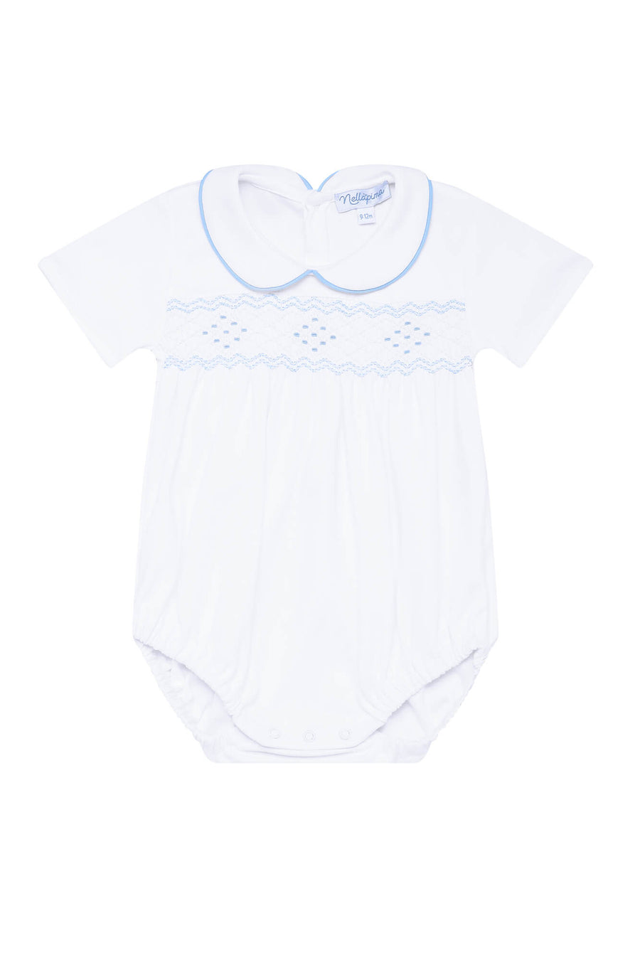 Nellapima Nella Smocked Boy Bubble Blue Front