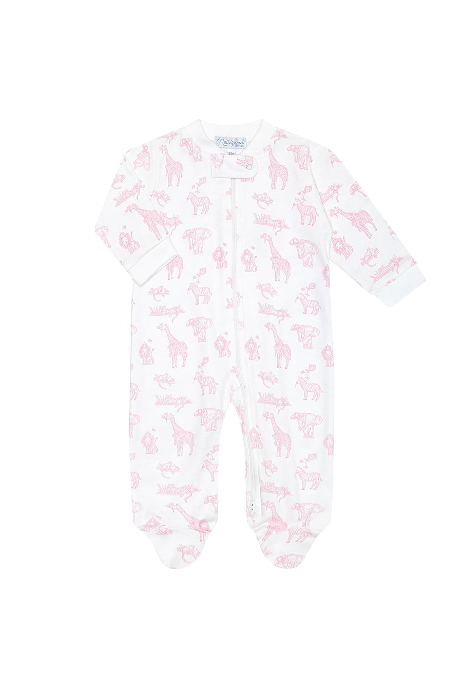 Nellapima Pink Safar Zipper Footie Pink Front
