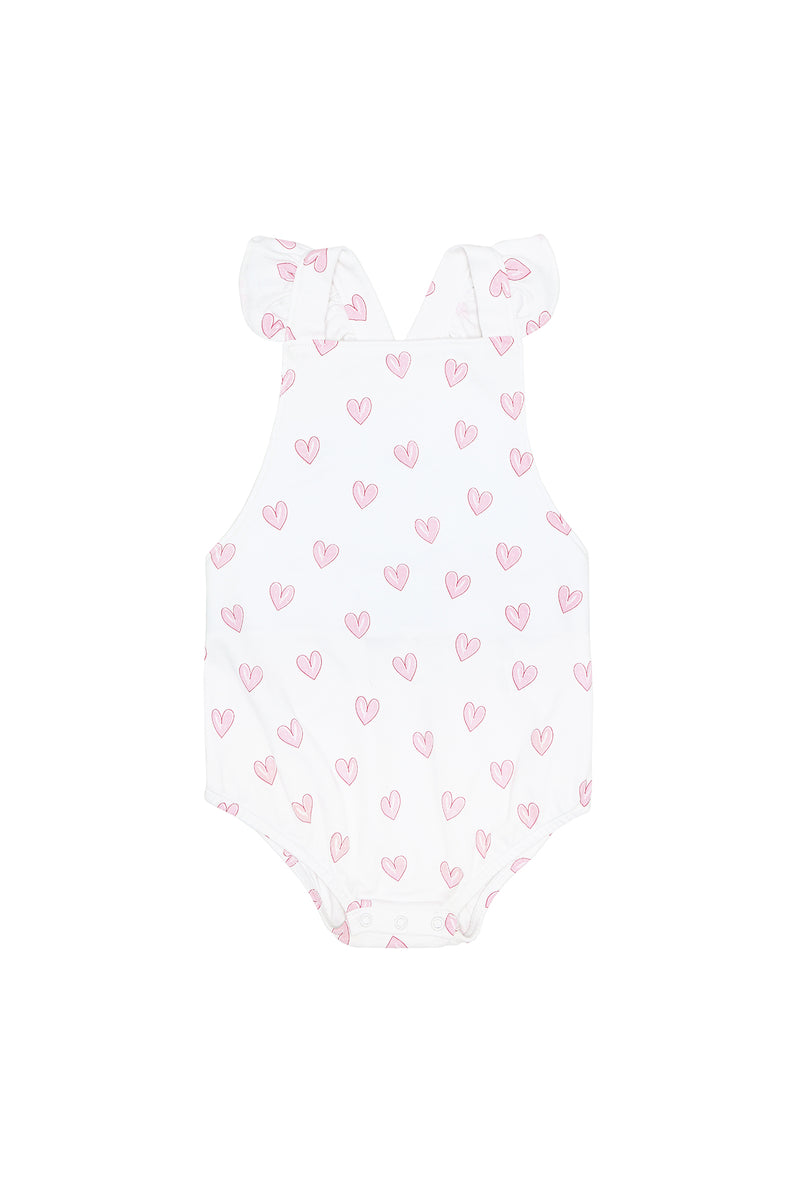 Pink Heart Print Ruffle Bubble