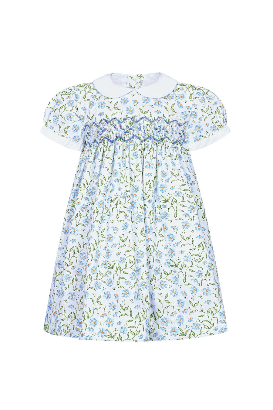 Blue Vines Woven Smocked Dress
