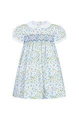Blue Vines Woven Smocked Dress
