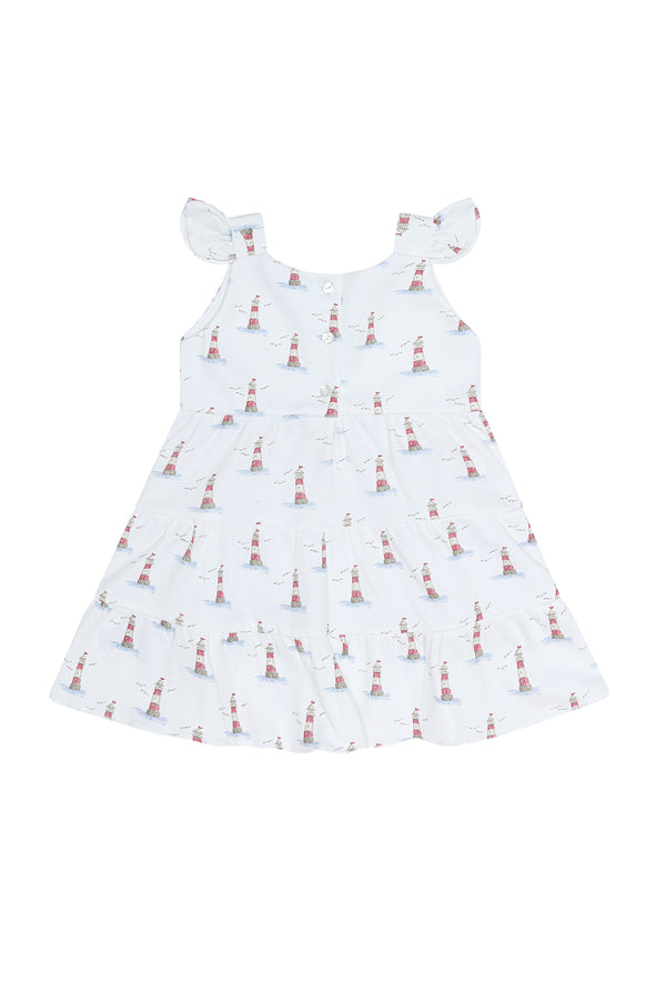 Lighthouse Print Ruffle Dress