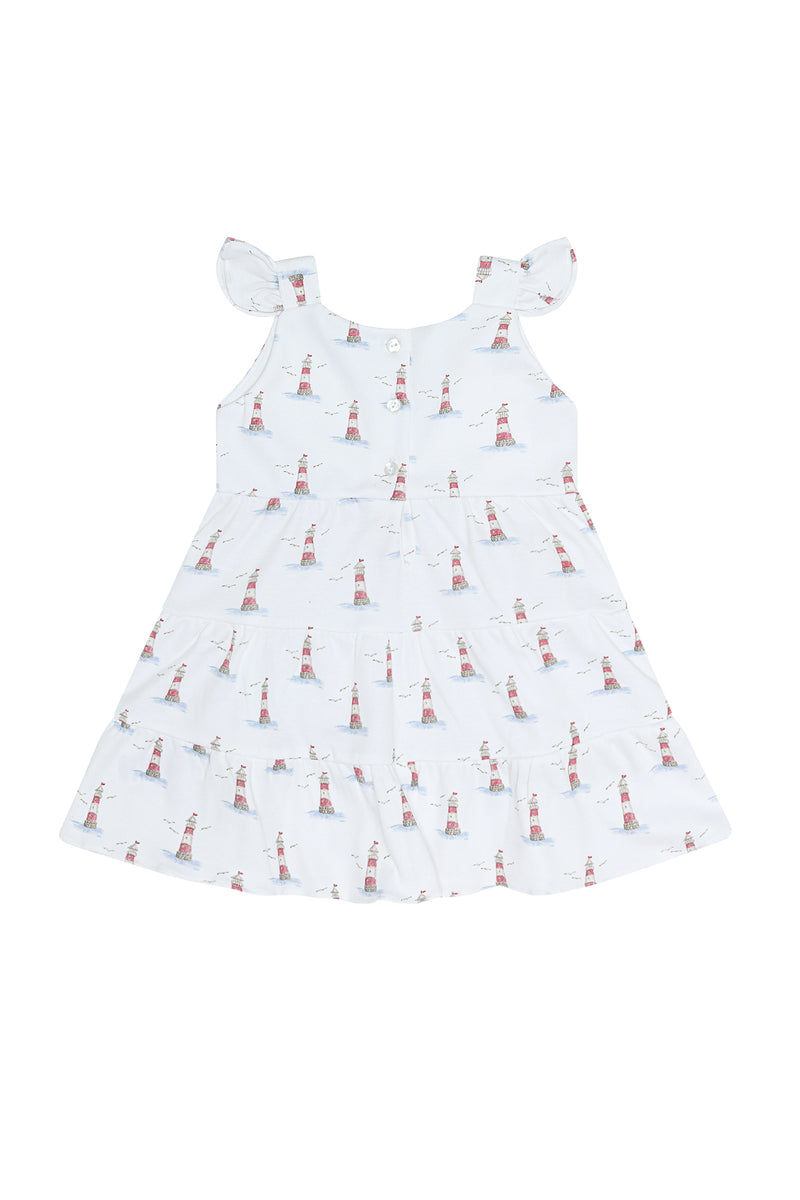 Lighthouse Print Ruffle Dress