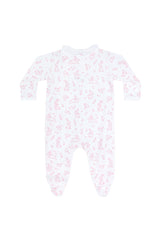 Pink Bunny Toile Crossover Footie