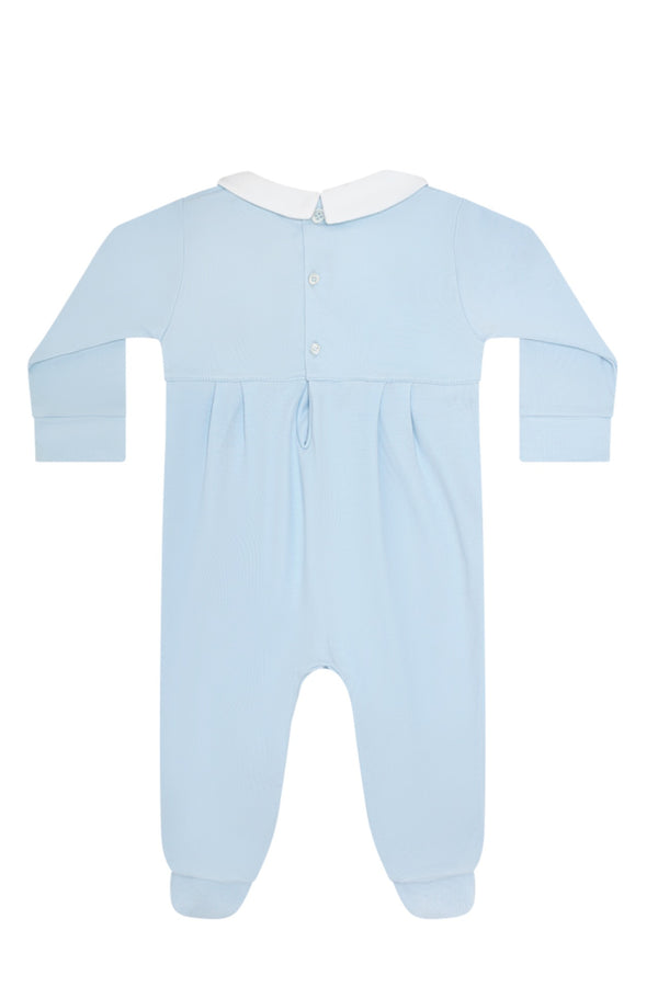 Blue Puppy Love Embroidery Footie