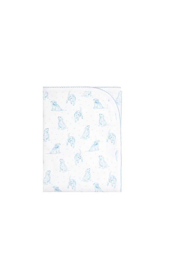 Blue Puppy Love Print Blanket