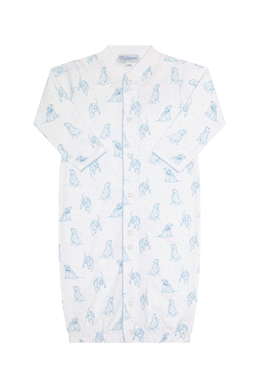Blue Puppy Love Print Converter Gown