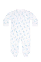 Blue Puppy Love Print Zipper Footie