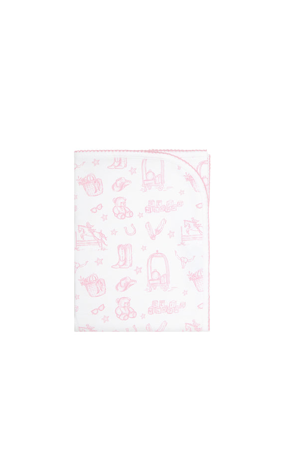 Pink Lone Star Toile Blanket