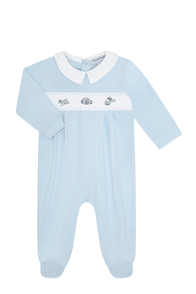 Mini Voyages Embroidery Footie