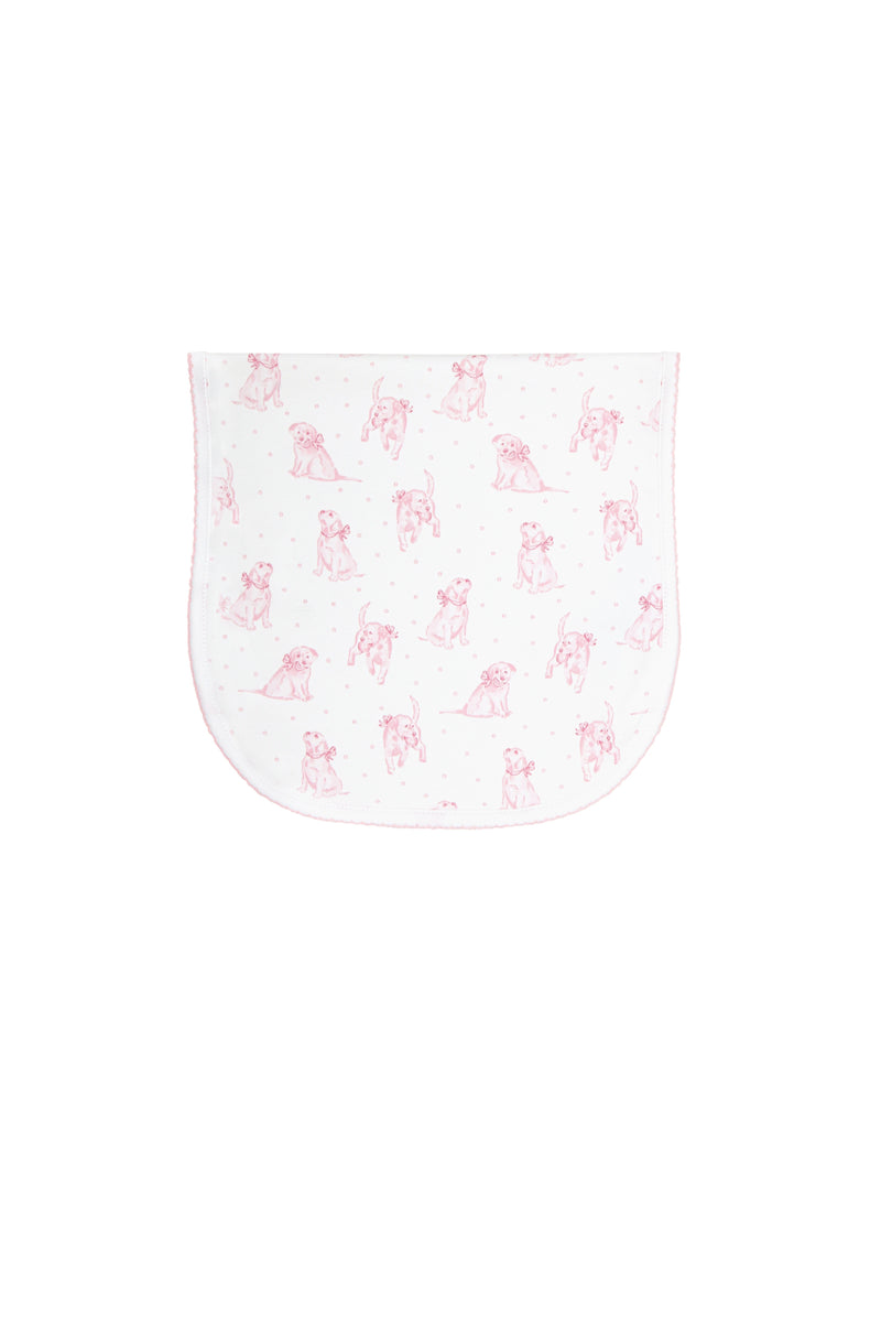 Pink Puppy Love Print Burp Cloth