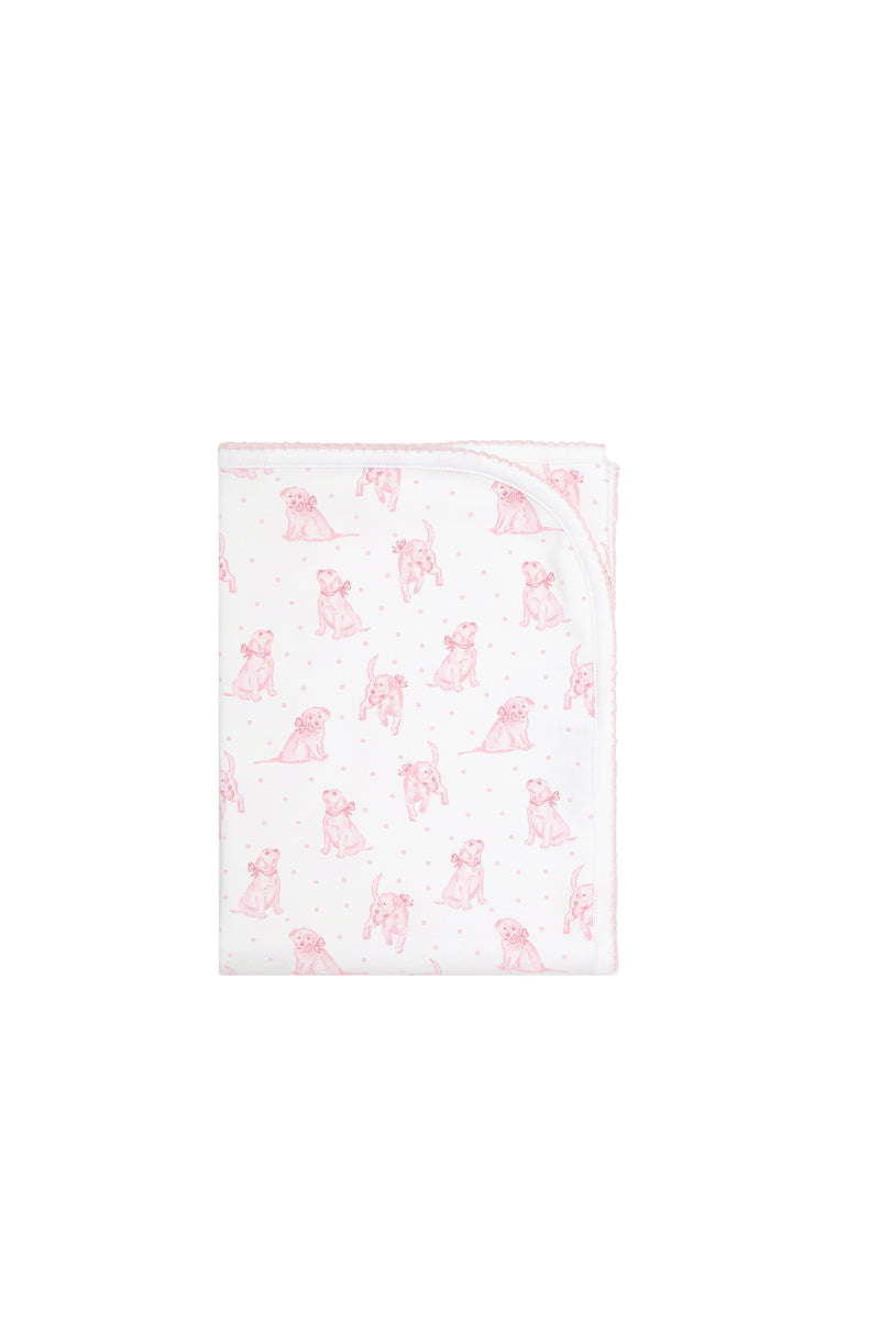 Pink Puppy Love Print Blanket