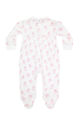 Pink Puppy Love Print Smocked Footie