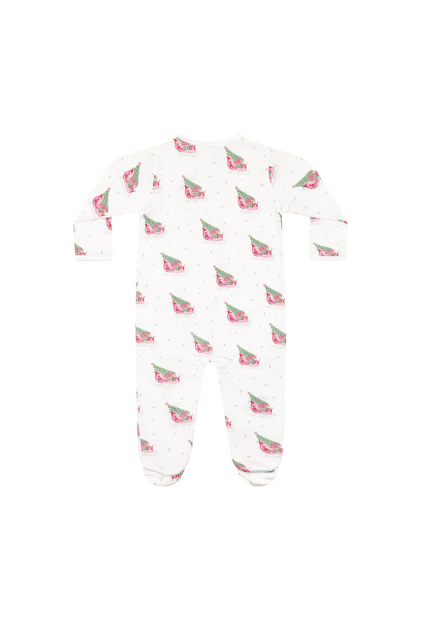 Red Merry Sleighs Zipper Footie