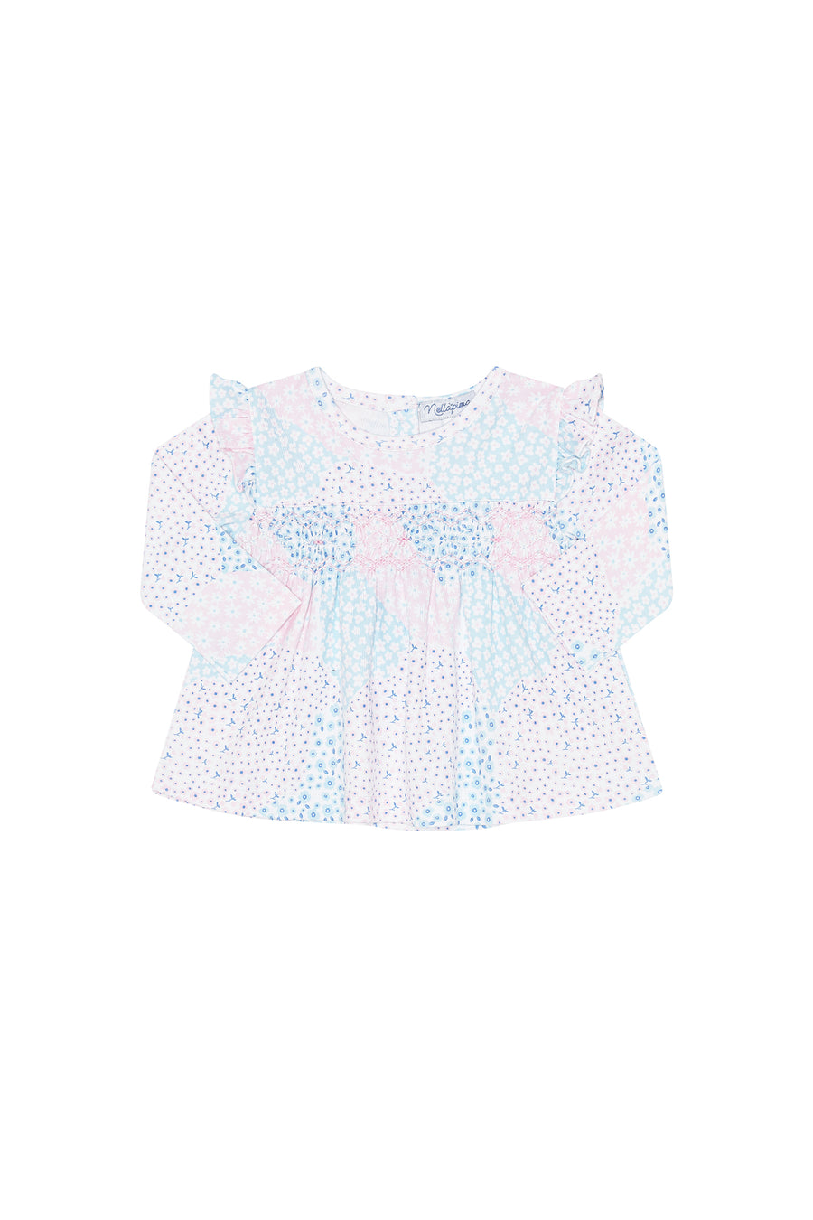 Patchwork Smocked Dress LS
