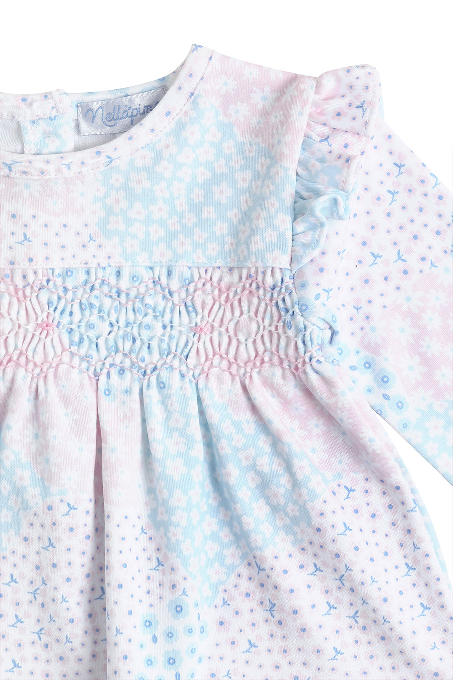 Patchwork Smocked Dress LS