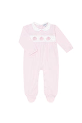 Pink Pumpkin Patch Embroidered Footie