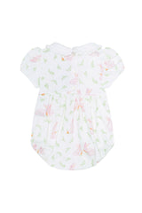 Pink Bunny Print Smocked Bubble