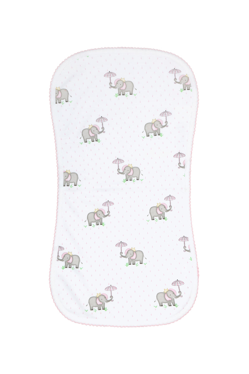 Pink Elephant Baby Burp Cloth