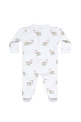 Pink Elephant Baby Zipper Footie