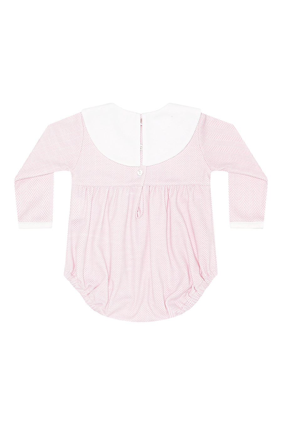Pink Herringbone Embroidered Bubble LS