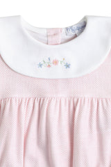 Pink Herringbone Embroidered Bubble LS