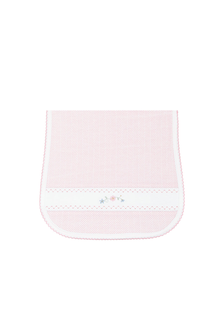 Pink Herringbone Embroidered Burp Cloth