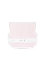 Pink Herringbone Embroidered Burp Cloth