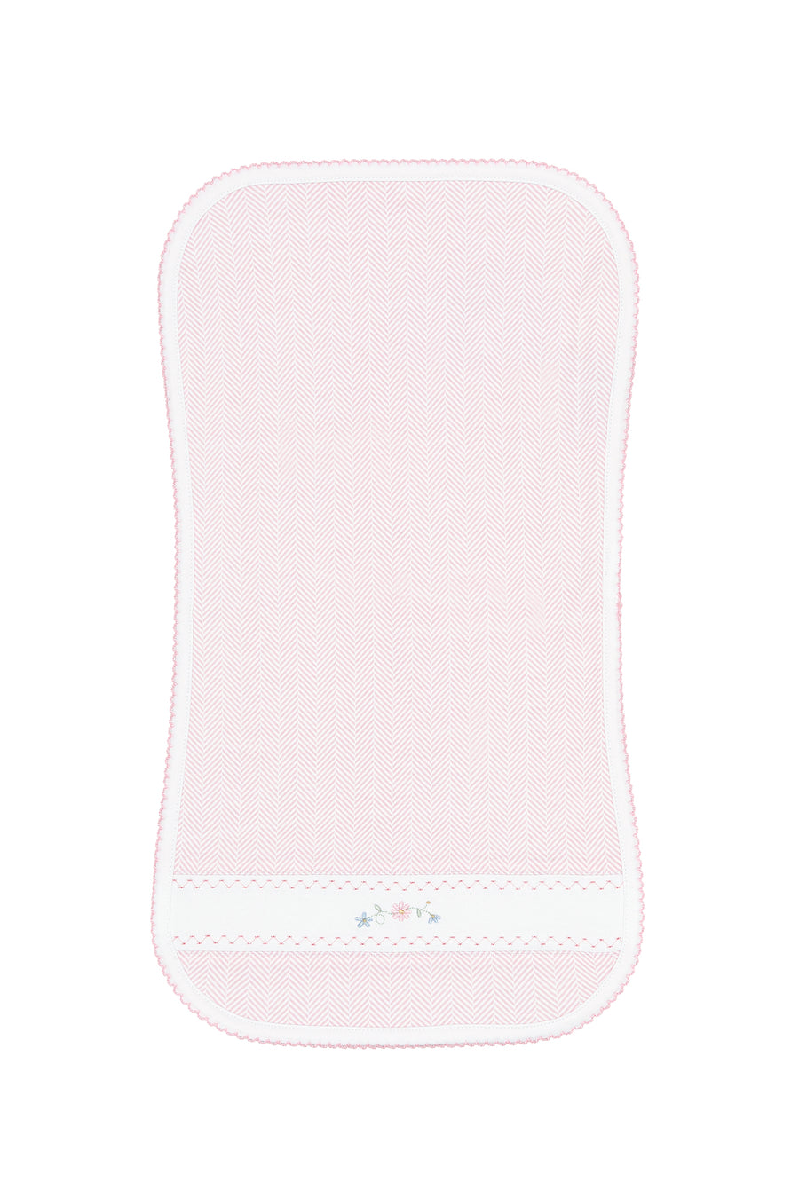 Pink Herringbone Embroidered Burp Cloth