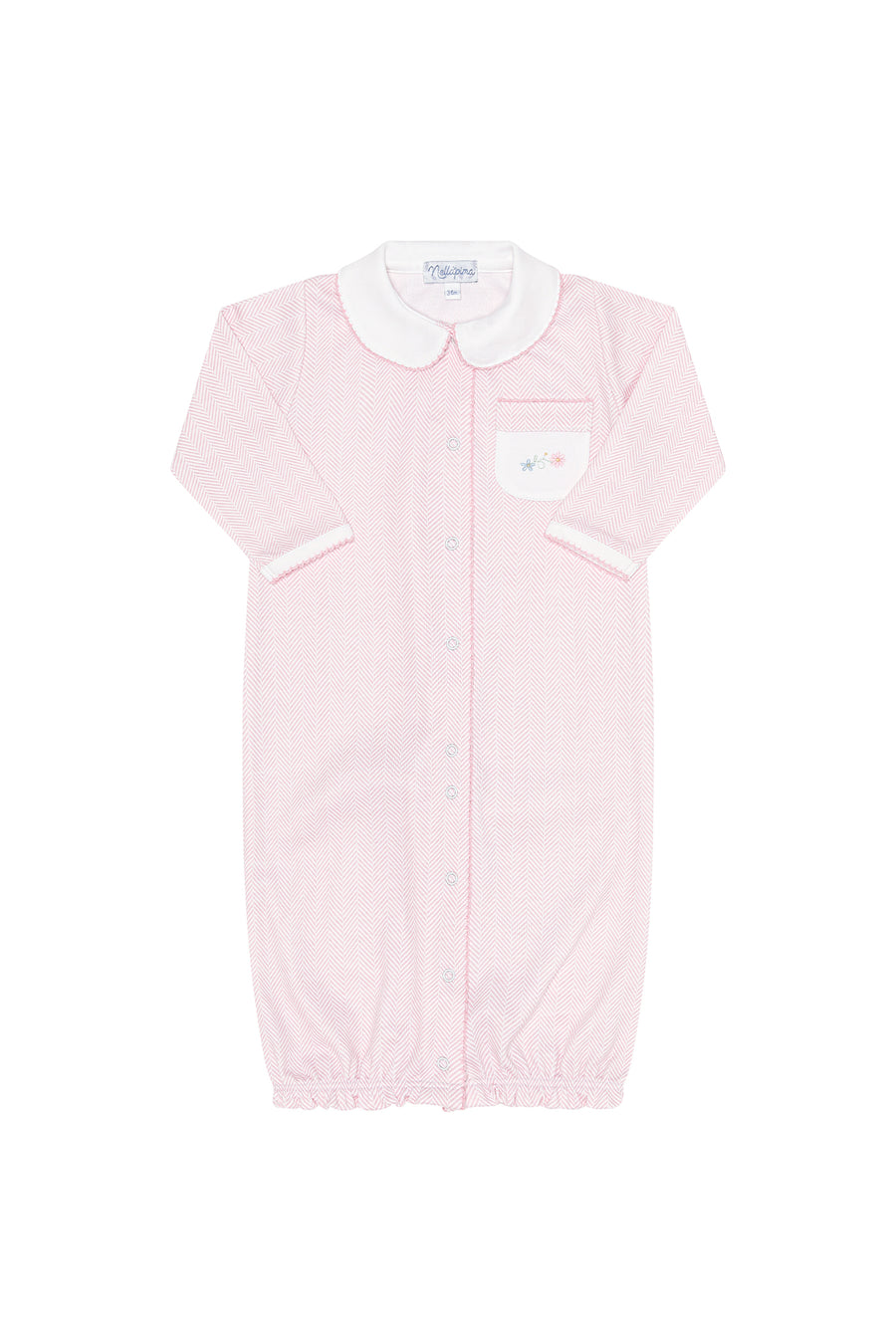 Pink Herringbone Embroidered Converter Gown