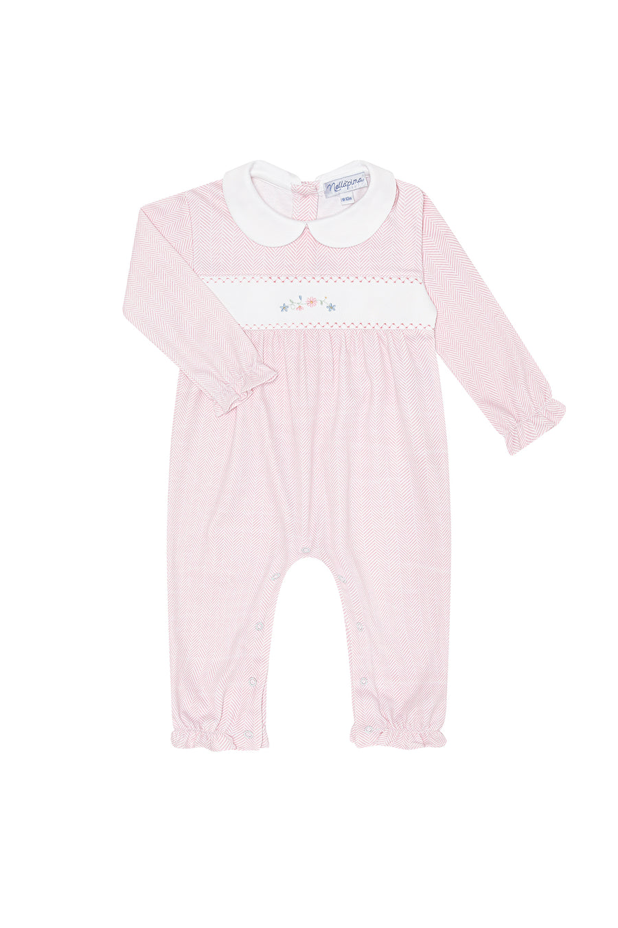 Pink Herringbone Embroidered Playsuit