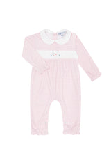 Pink Herringbone Embroidered Playsuit