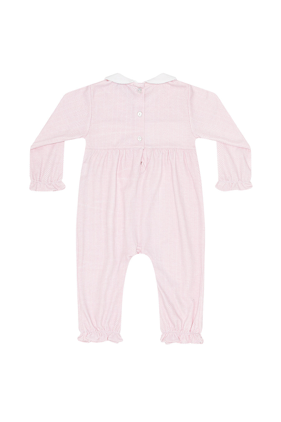 Pink Herringbone Embroidered Playsuit