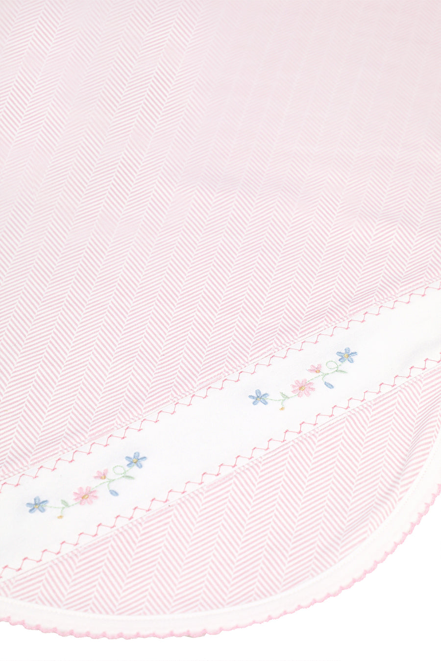 Pink Herringbone Embroidered Receiving Blanket