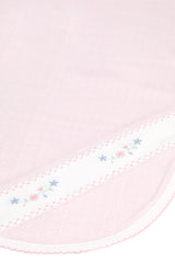 Pink Herringbone Embroidered Receiving Blanket