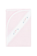 Pink Herringbone Embroidered Receiving Blanket