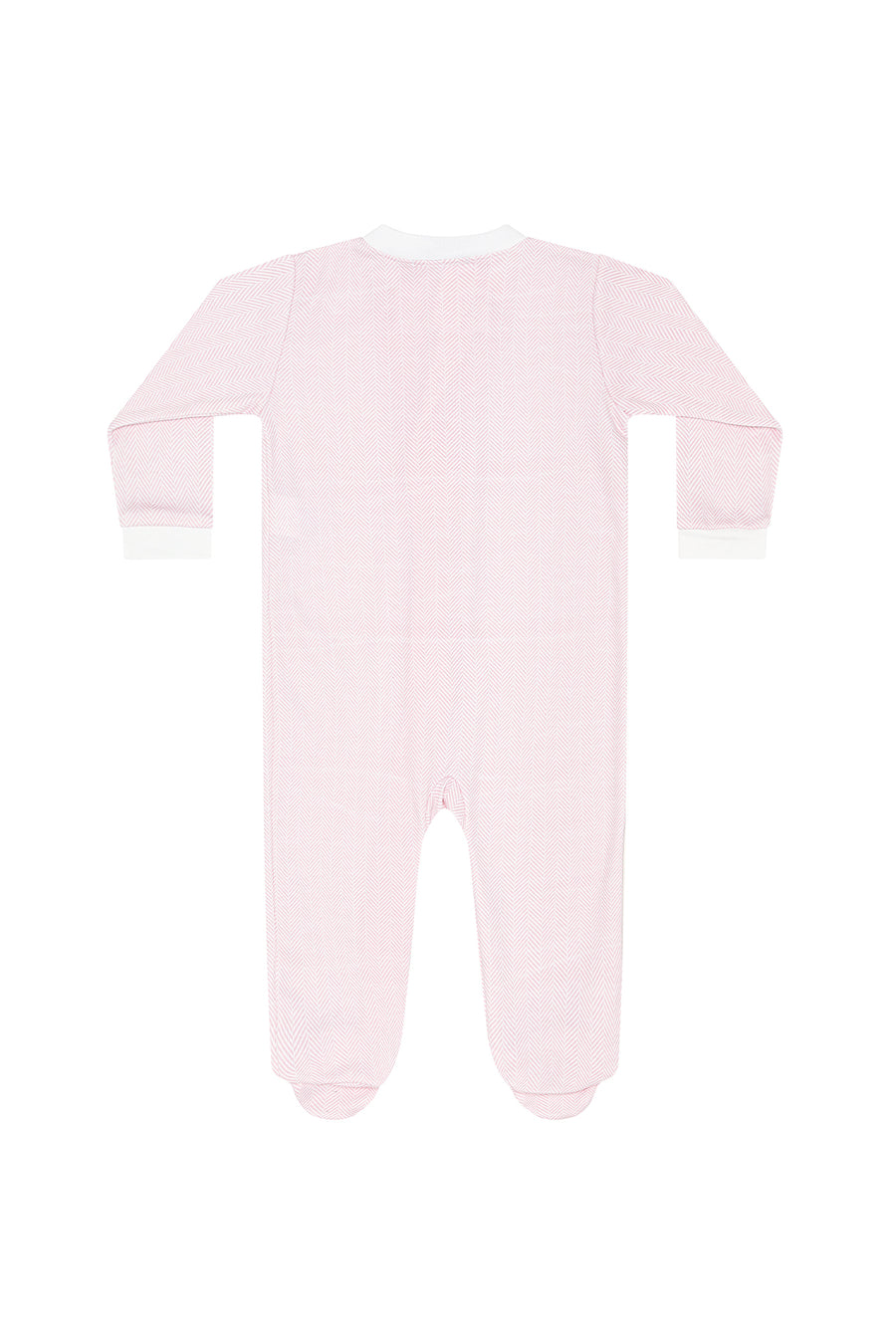 Pink Herringbone Zipper Footie