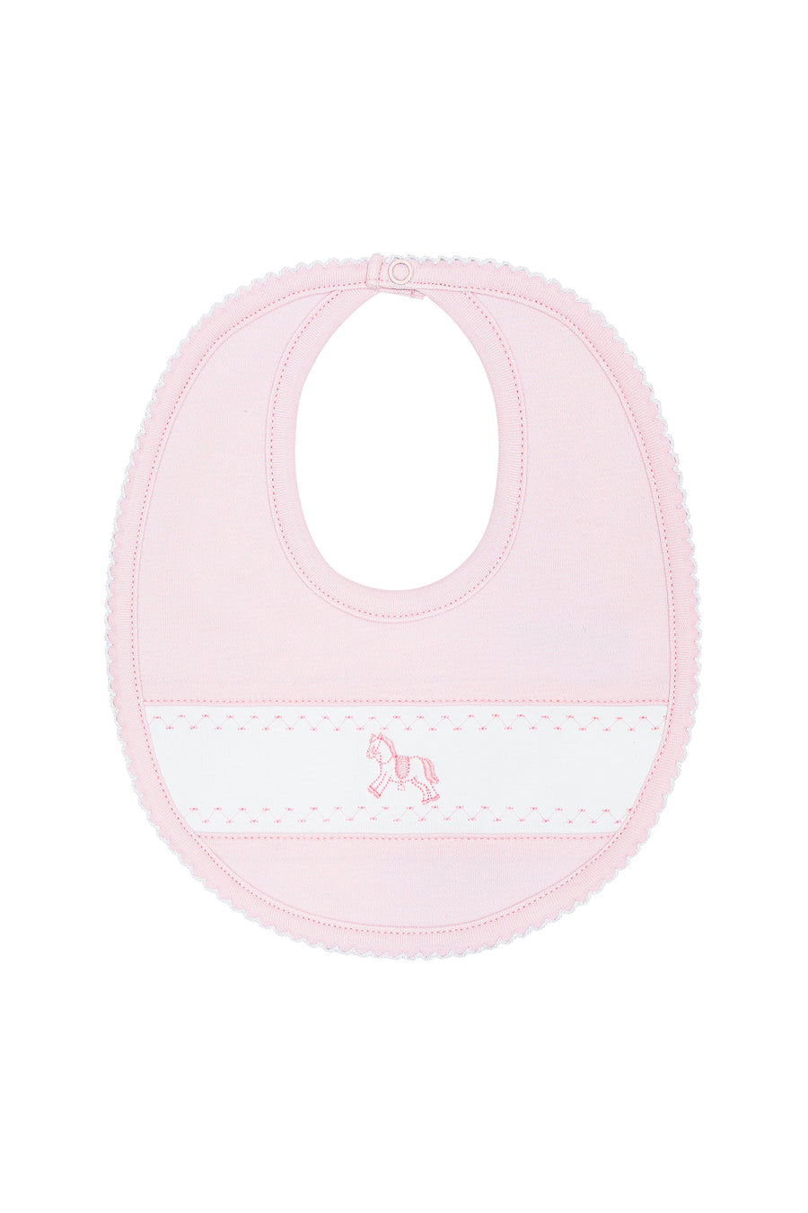Pink Rocking Horse Embroidered Bib