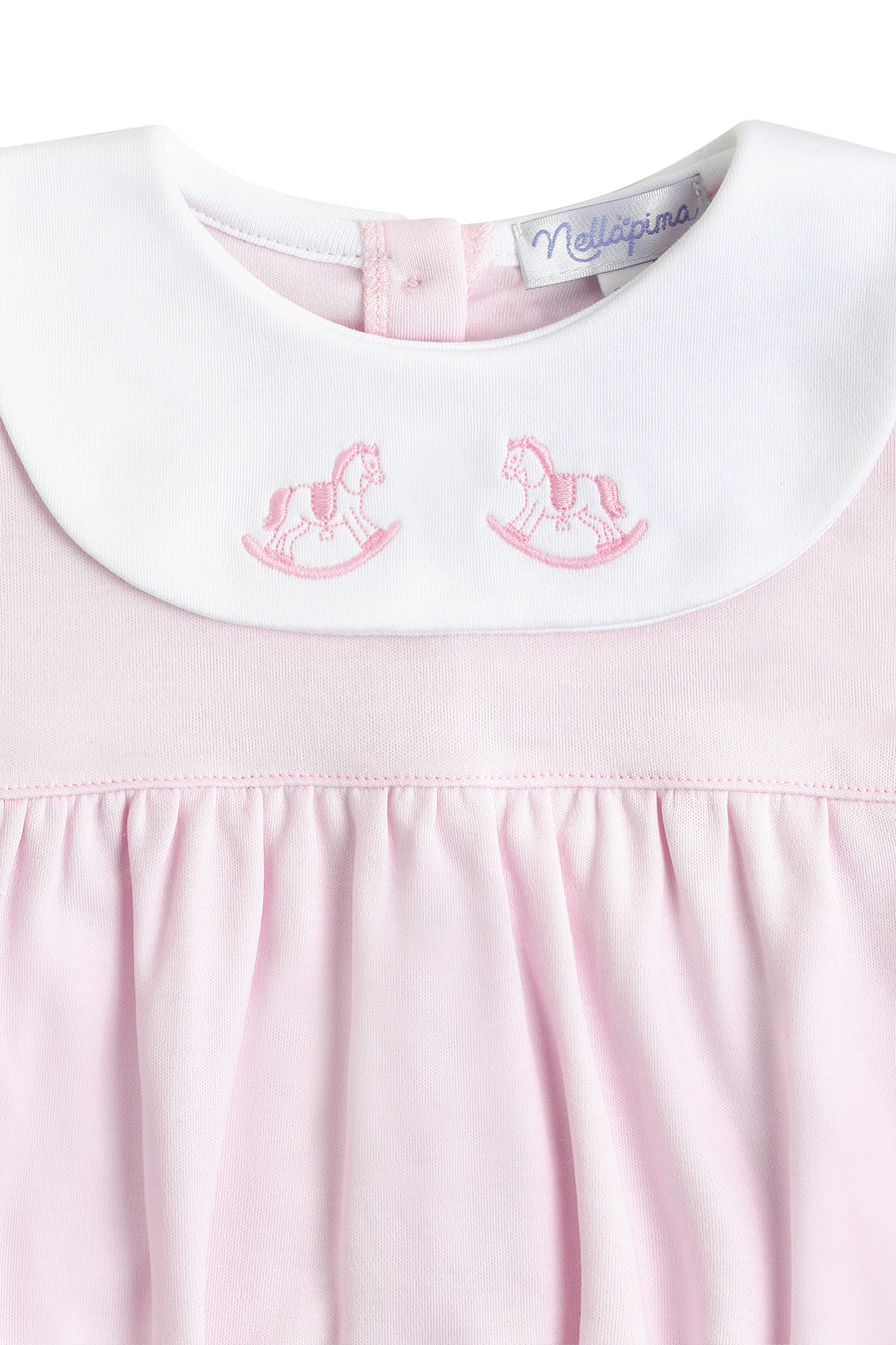 Pink Rocking Horse Embroidered Bubble LS
