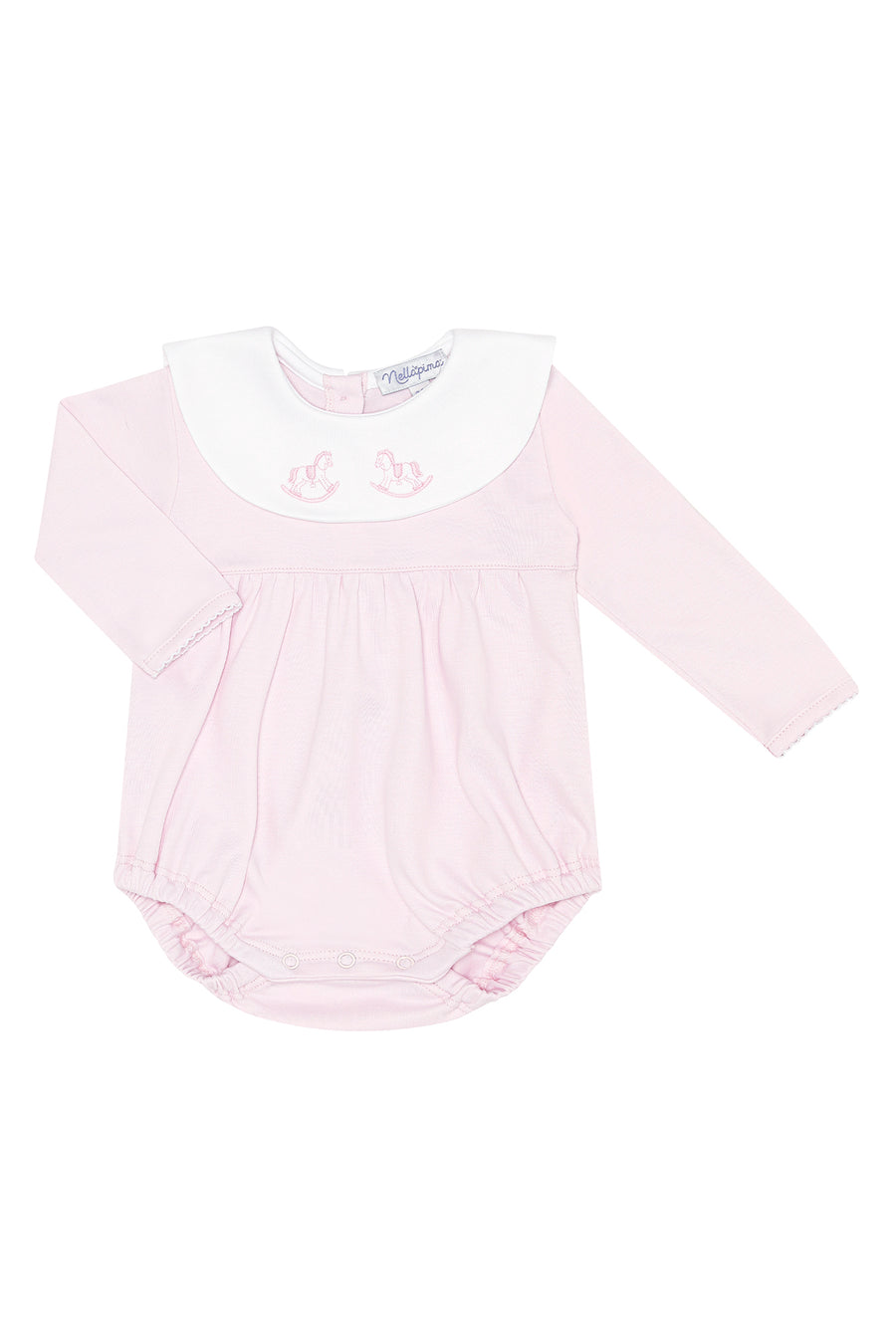 Pink Rocking Horse Embroidered Bubble LS