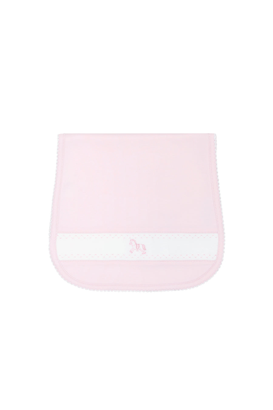 Pink Rocking Horse Embroidered Burp Cloth
