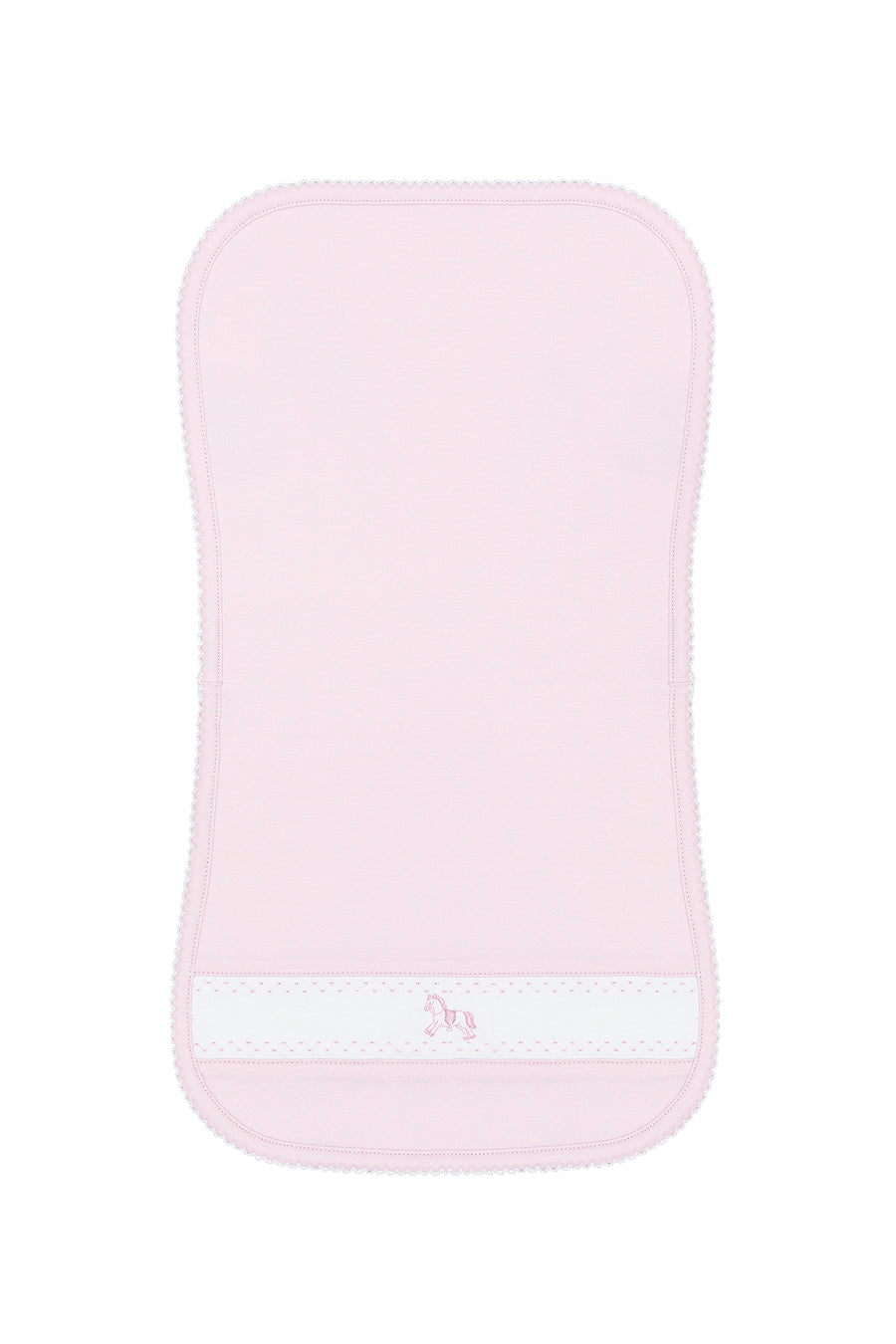 Pink Rocking Horse Embroidered Burp Cloth